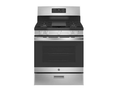 30" GE Gas Freestanding Range with Broil Drawer - JCGBS66SEKSS