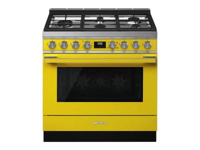 36" SMEG  Freestanding Professional Gas Range - CPF36UGGYW