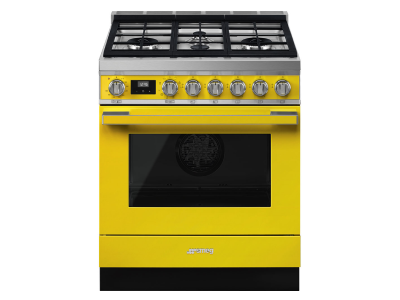 30" SMEG Portofino Freestanding Professional Dual Fuel Range with 4 Sealed Burners - CPF30UGMYW