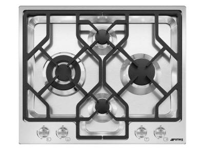 24" Smeg 4 Sealed Burners Gas Cooktop in Stainless Steel - PGFU24X2