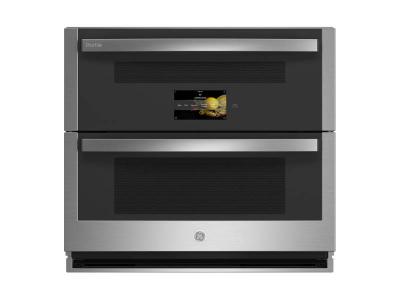 30" GE Profile 5.0 Cu. Ft. Smart Built-In Twin Flex Convection Wall Oven In Stainless Steel - PTS9200SNSS