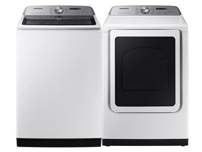 27" Samsung Smart Top Load Washer and 7.4 Cu.Ft Electric Front Load Dryer - WA52DG5500AWUS-DVE52DG5505WAC