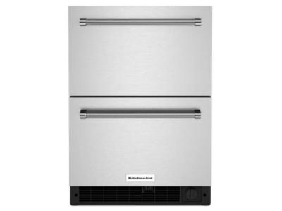 24" Kitchenaid 4.29 Cu. Ft. Undercounter Double-Drawer Refrigerator in Stainless Steel - KUDF204KSB