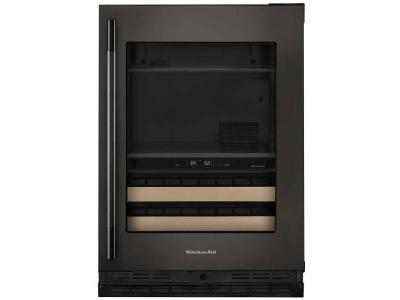 24" KitchenAid Beverage Center with Glass Door and Wood-Front Racks - KUBR524SBE