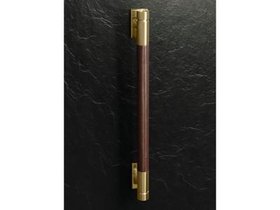 48" Monogram Designer Collection Brass and Leather Long Handle for 48" Pro Range - ZXPR48HLTB1