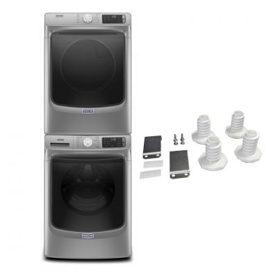 27" Maytag 5.5 Cu. Ft. Front Load Washer 7.3 Cu. Ft. Electric Dryer and Stacking Kit - W10869845-MHW6630HC-YMED6630HC