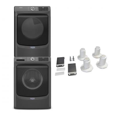 27" Maytag 5.5 Cu. Ft. Front Load Washer  7.3 Cu. Ft. Dryer and Stacking Kit - W10869845-MHW6630MBK-YMED6630MBK