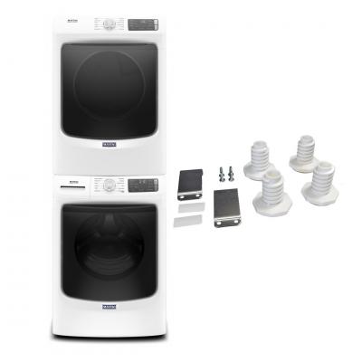 27" Maytag 5.5 Cu. Ft. Front Load Washer And 7.3 Cu. Ft. Front Load Gas Dryer and Stacking Kit - W10869845-MHW6630HW-MGD6630HW