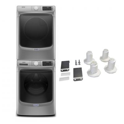 27" Maytag 5.5 Cu. Ft. Front Load Washer  7.3 Cu. Ft. Dryer and Stacking Kit - W10869845-MHW6630HC-MGD6630HC