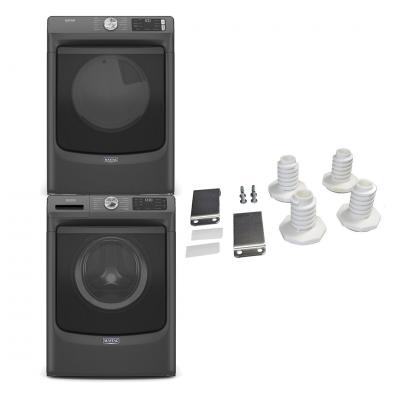 27" Maytag 5.5 Cu. Ft. Front Load Washer  7.3 Cu. Ft. Dryer and Stacking Kit - W10869845-MHW6630MBK-MGD6630MBK