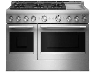 48" KitchenAid 6 Burner Commercial-Style Gas Range with Griddle - KFGD948SSS