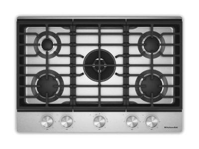 30" KitchenAid Gas-on-Metal Cooktop with an Integrated Wok Grate - KCGK530SSS