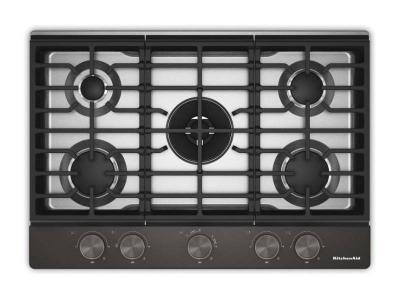 30" KitchenAid Gas-on-Metal Cooktop with an Integrated Wok Grate - KCGK730SBE