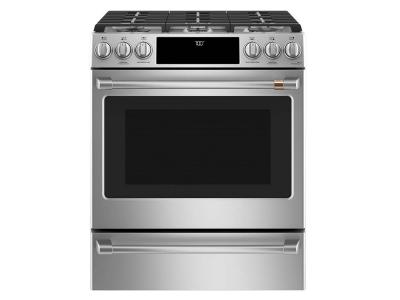 30" Café 5.6 Cu. Ft. Slide-In Front Control Gas Oven With Convection Range - CCGS700P2MS1