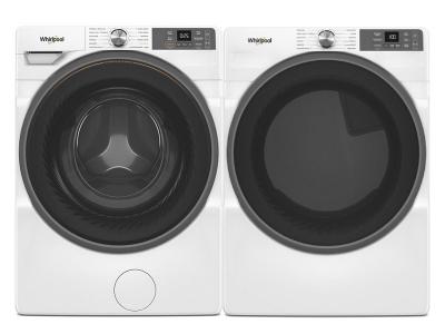 27" Whirlpool 5.2 Cu. Ft. Front Load Washer and 7.4 Cu. Ft. Electric Dryer with Wrinkle Shield Option - WFW5720RW-YWED5720RW