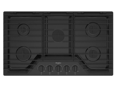 36" Whirlpool Gas Cooktop with EZ-2-Lift Hinged Cast-Iron Grates - WCGK5036PB